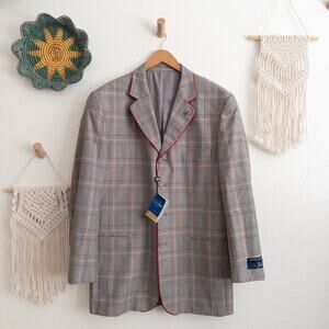 E.J. Samuel Plaid Single Breasted Blazer Size 42R NWT